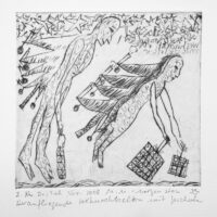 Monika Maurer-Morgenstern, Heranfliegende Weihnachtseltern mit Geschenken, 2008